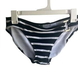 Lauren Ralph Lauren Black and White Striped Ring-Front Hipster‎ Bikini Bottom 4